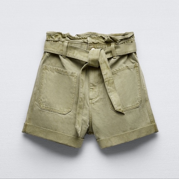 Zara Green Khaki Shorts - Picture 2 of 9